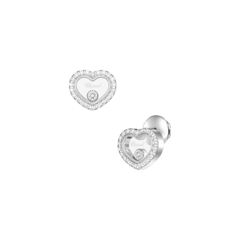 Chopard - Diamond Earrings Happy Diamonds Icons 83A192-1201 front & 3/4 view