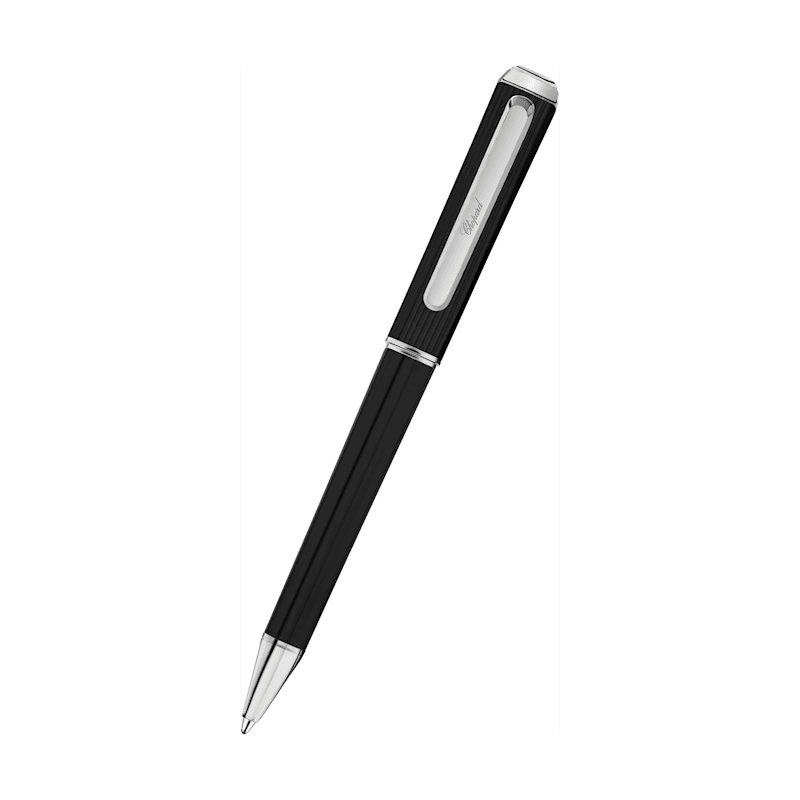 Chopard stainless steel with black-toned Happy diamonds ballpoint pen front view