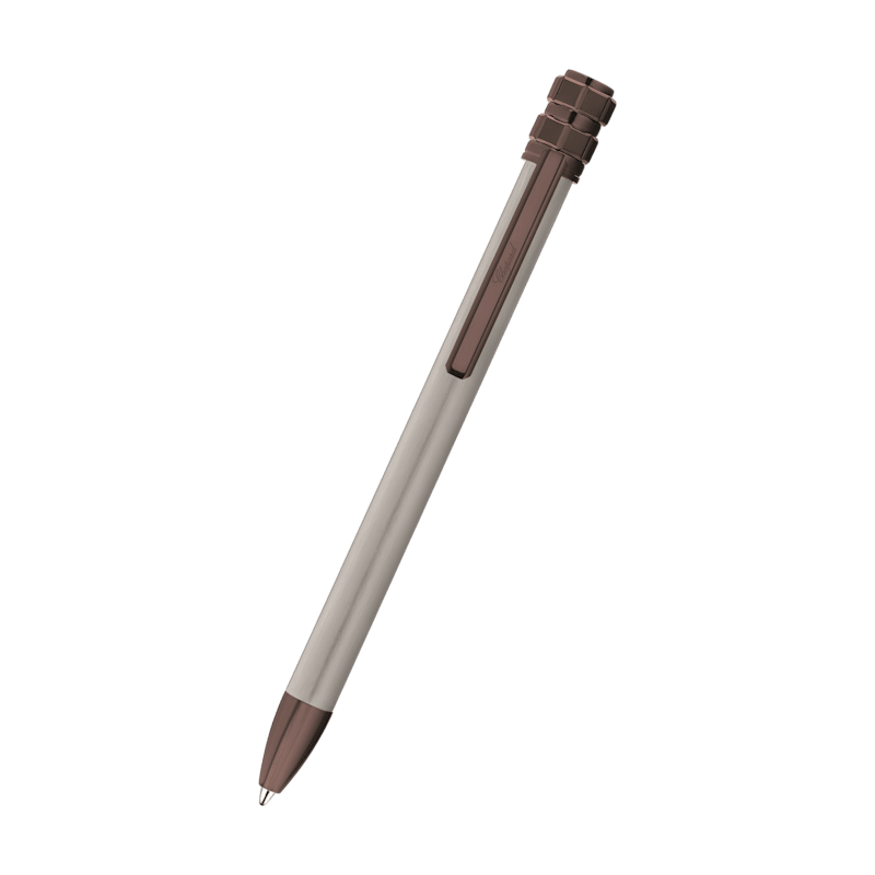 Chopard Brushed silver-toned metal with polish bronze - toned cubes Ice Cube Pure ballpoint front view