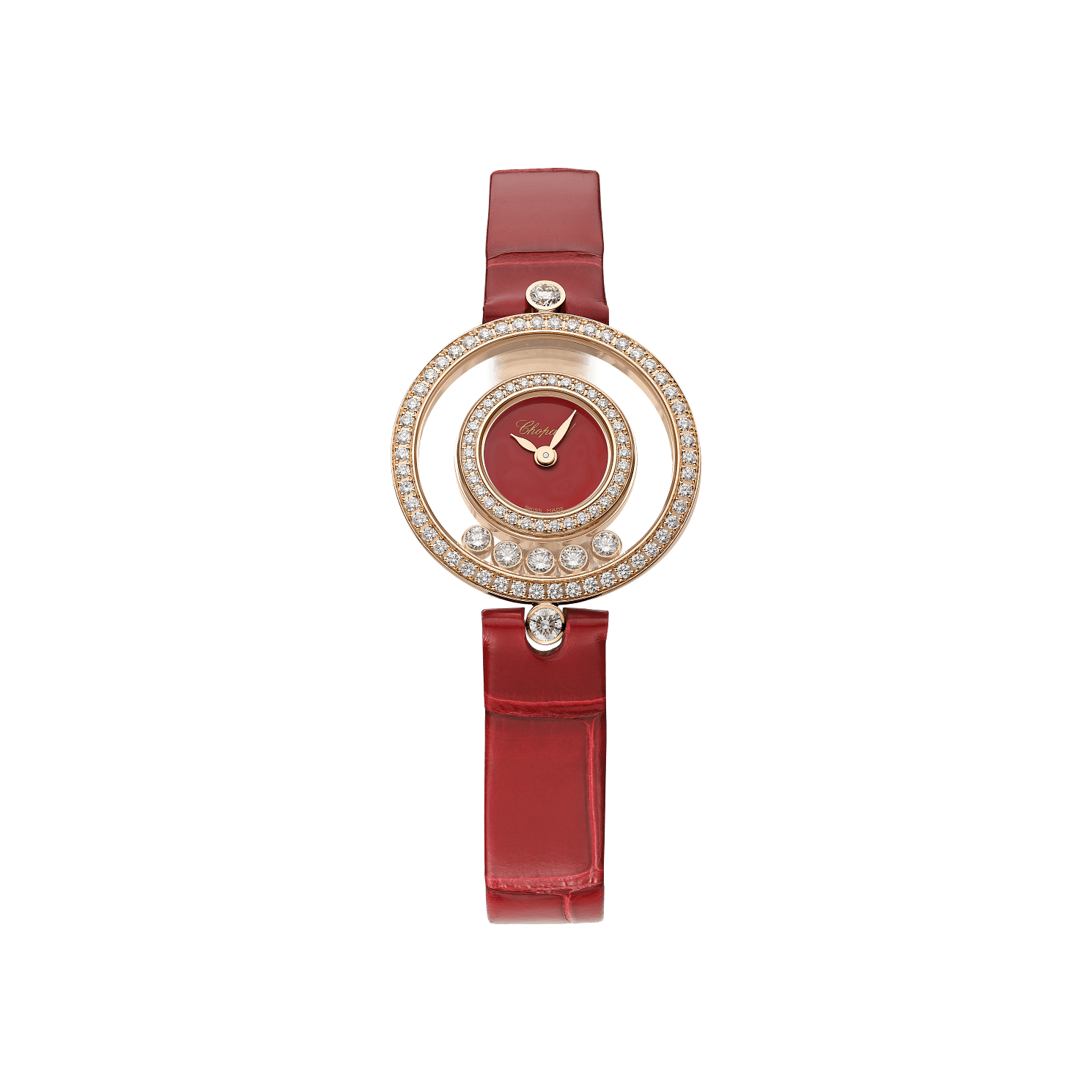 Chopard Chopard ショパール 20/3957 ハッピーダイヤモンド 腕時計 K18イエローゴールド 革 ダイヤモンド レディース