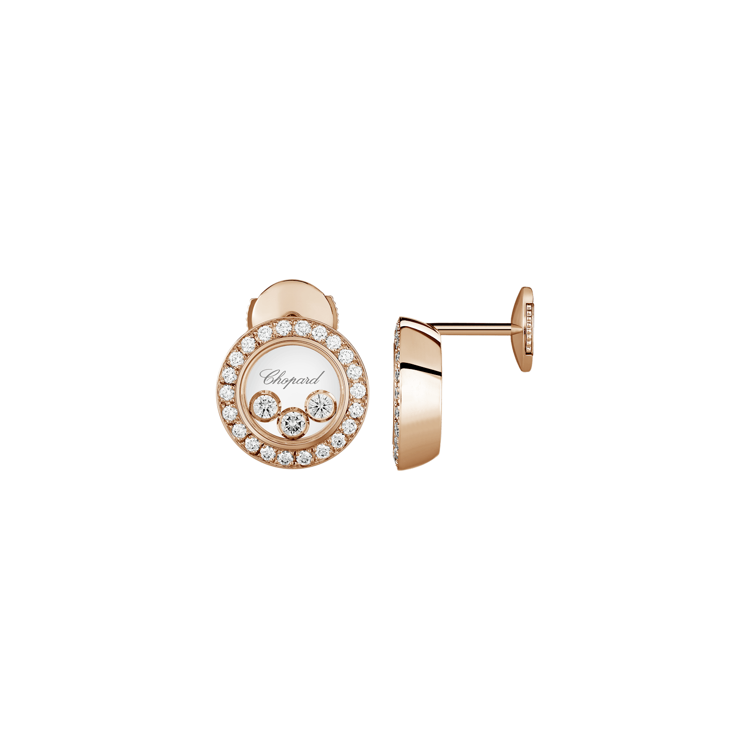 Chopard Diamant Ohrringe Happy Diamonds Icons 83A018-5201 Dreiviertelansicht