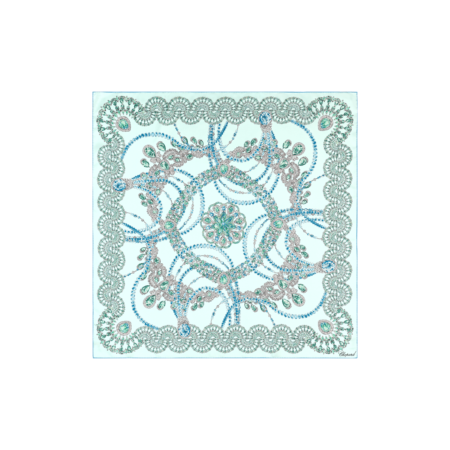 Enlarge Light green - 90 x 90 cm (35.4" x 35.4") Scarf flat view