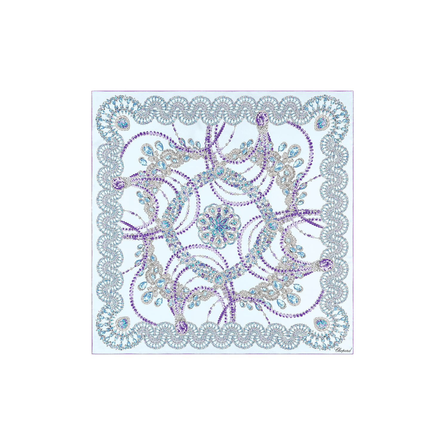 Enlarge Light blue - 90 x 90 cm (35.4" x 35.4") Scarf flat view