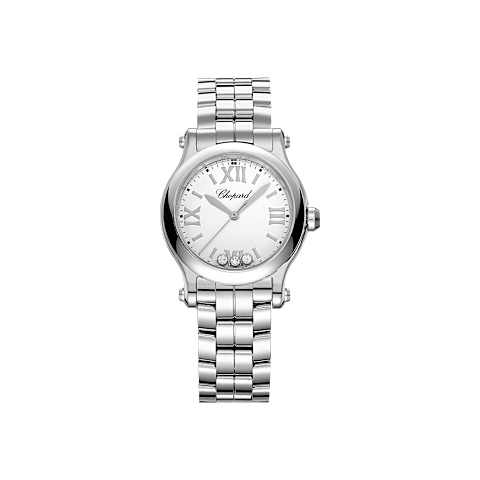 확대 {0}Chopard 해피 스포츠 여성 - 다이아몬드 시계 정면 뷰