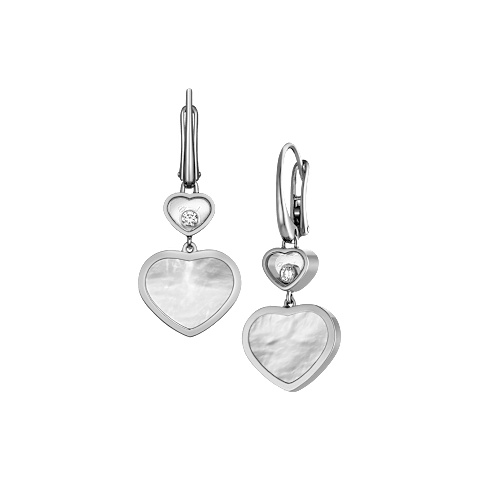 放大 {0}Chopard - 钻石 耳环 Happy Hearts 837482-1310 正面及3/4视图