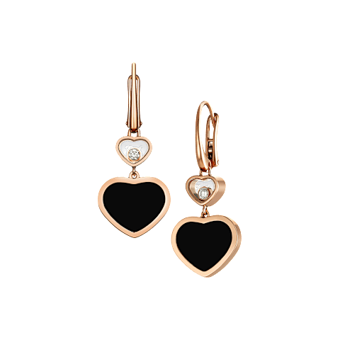 放大Chopard - 钻石 耳环 Happy Hearts 837482-5210 正面及3/4视图