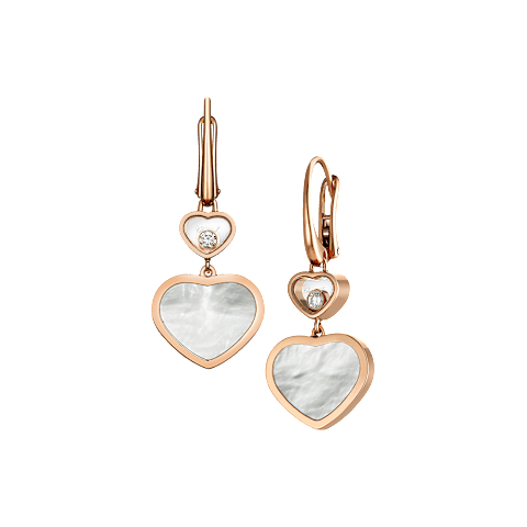 Vergr&ouml;&szlig;ernChopard - Diamant Ohrringe Happy Hearts 837482-5310 Vorder- und 3/4-Ansicht