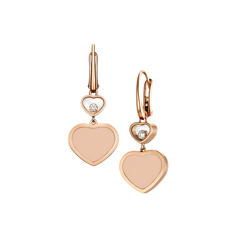 تكبير {0}Chopard - ألماس أقراط هابي هارتس 837482-5610 عرض أمامي و3/4