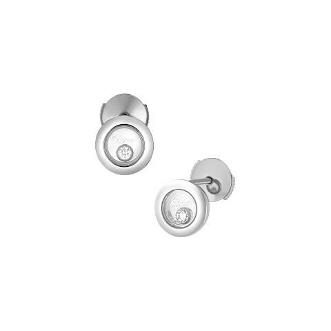 Ingrandisci {0}Chopard - Orecchini Diamanti Happy Diamonds Icons 83A017-1001 Vista frontale e 3/4