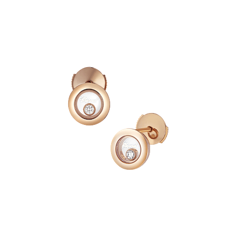 Увеличить {0}Chopard - Серьги с бриллиантами Happy Diamonds Icons 83A017-5001 Вид спереди и 3/4