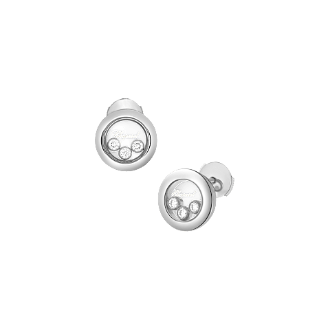 Enlarge {0}Chopard - Diamond Earrings Happy Diamonds Icons 83A018-1001 front & 3/4 view