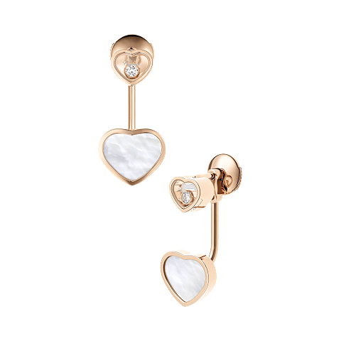 放大 {0}Chopard - 钻石 耳环 Happy Hearts 83A082-5301 正面及3/4视图