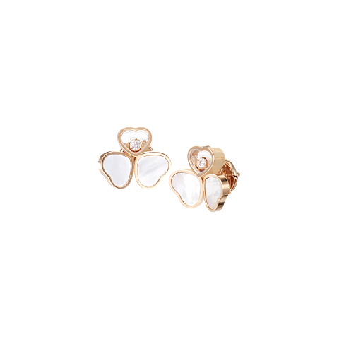 Agrandir {0}Chopard - Boucles d'oreilles Diamant Happy Hearts Wings 83A083-5301 Vue de face et 3/4