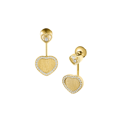 Enlarge {0}Chopard - Earrings Happy Hearts Golden Hearts 83A107-0921 front & 3/4 view
