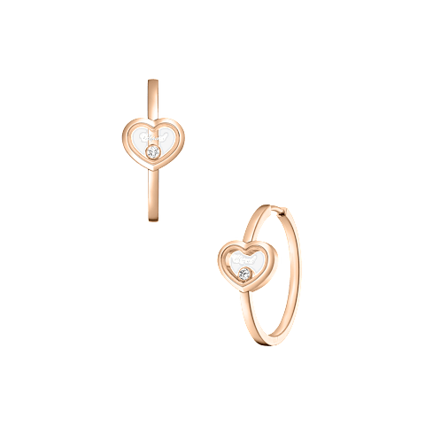 放大 Chopard - 耳环 Happy Diamonds Icons 83A192-5301 正面及3/4视图