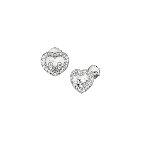放大Chopard - 钻石 耳环 Happy Diamonds Icons 83A611-1201 正面及3/4视图