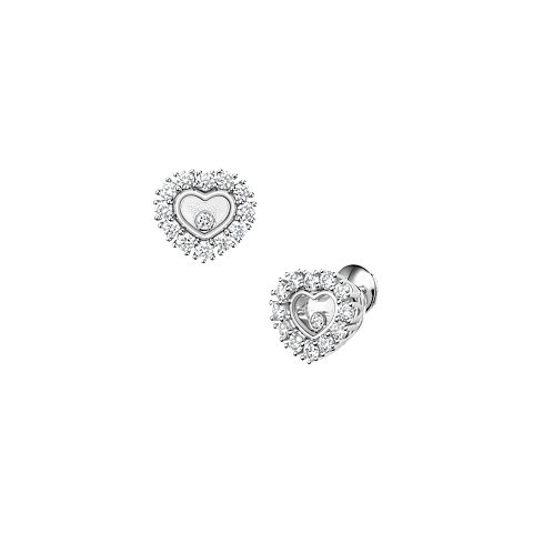 Agrandir {0}Chopard - Boucles d'oreilles Diamant Happy Diamonds Icons Joaillerie 83A616-1001 Vue de face et 3/4