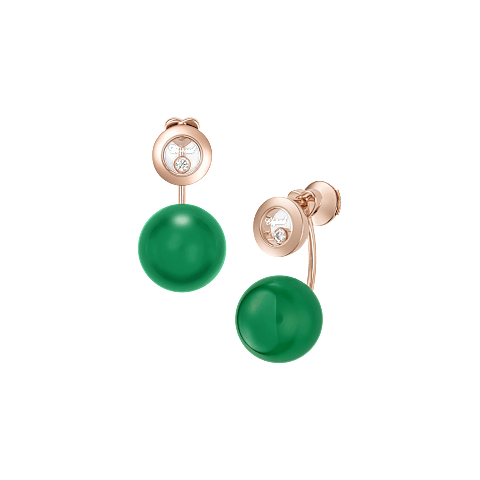 Agrandir {0}Chopard - Boucles d'oreilles Diamant Happy Diamonds Planet 83A619-5101 Vue de face et 3/4