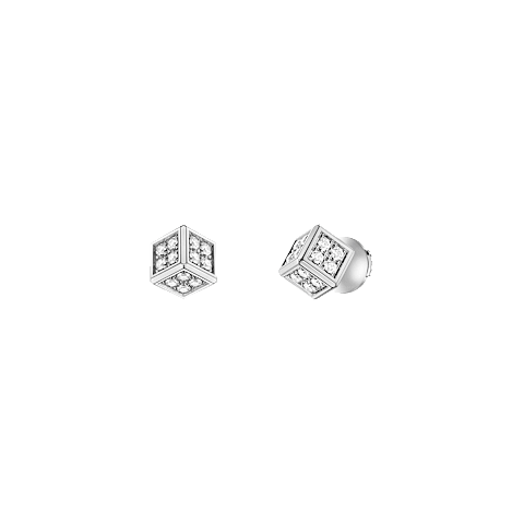 Enlarge {0}Chopard - Diamond Earrings Ice Cube Be Cube 83A661-1001 front & 3/4 view