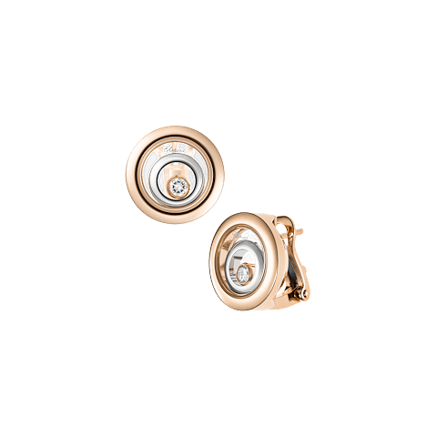 放大 {0}Chopard - 钻石 夹式耳环 Happy Spirit 848230-9001 正面及3/4视图