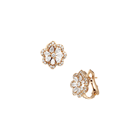Enlarge {0}Chopard - Diamond Earclips Precious Lace Mini-Frou-Frou 848347-5001 front & 3/4 view