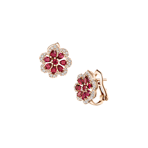 Увеличить {0}Chopard - Серьги-клипсы с бриллиантами Precious Lace Mini-Frou-Frou 848347-5002 Вид спереди и 3/4