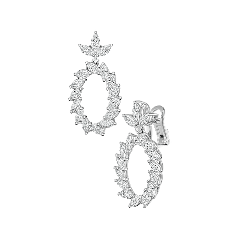 放大 {0}Chopard - 钻石 夹式耳环 L'Heure du Diamant Marquise 84A062-1001 正面及3/4视图