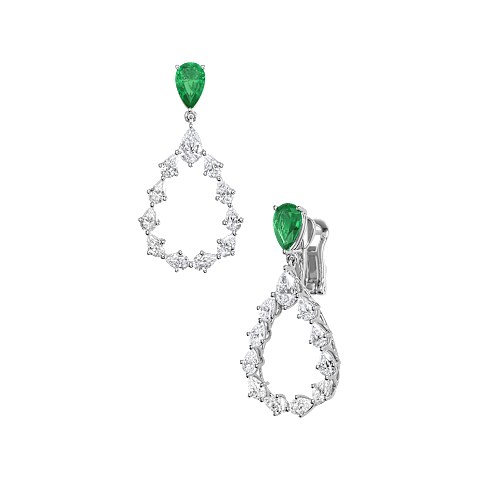 IngrandisciChopard - Orecchini a clip Diamanti L'Heure Du Diamant Drop 84A063-1401 Vista frontale e 3/4