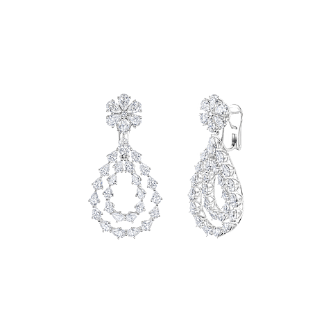 Enlarge {0}Chopard - Diamond Earclips L'Heure du Diamant 84A065-1001 front & 3/4 view