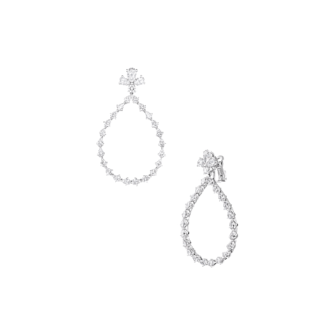 放大 {0}Chopard - 钻石 夹式耳环 L'Heure Du Diamant Drop 84A069-1001 正面及3/4视图
