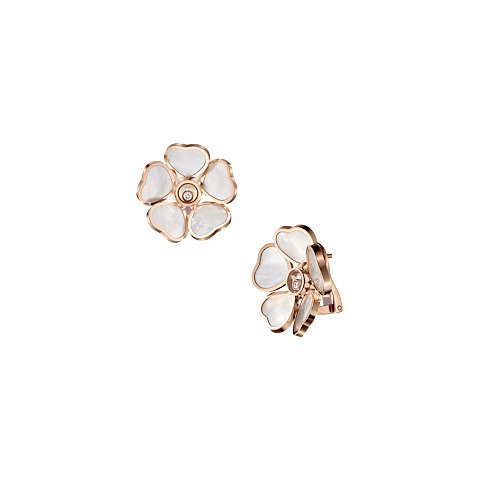 Agrandir {0}Chopard - Boucles d&rsquo;oreilles &agrave; clip Happy Hearts Flowers 84A085-5301 Vue de face et 3/4