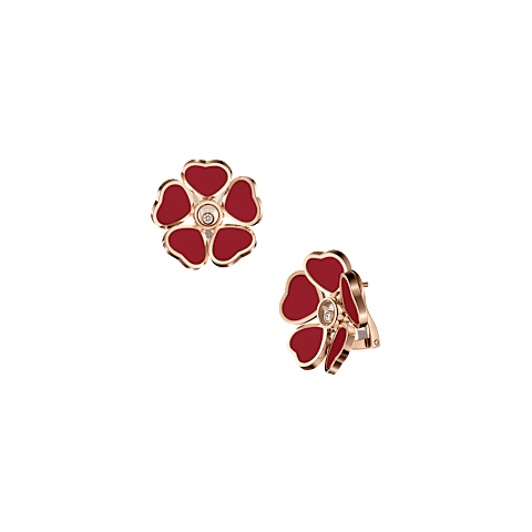 Enlarge {0}Chopard - Earclips Happy Hearts Flowers 84A085-5811 front & 3/4 view