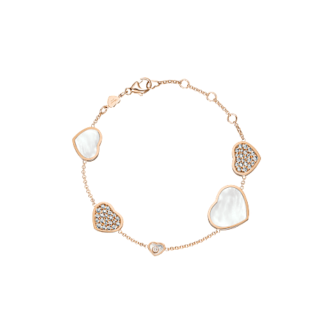 Enlarge {0}Chopard - Diamond Bracelet Happy Hearts 857482-5036 fastened in a loop with the buckle view