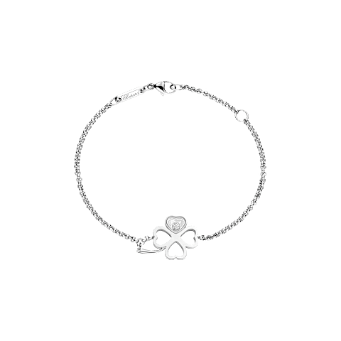 Enlarge {0}Chopard - Bracelet Happy Diamonds Good Luck Charms 857862-1001 fastened in a loop with the buckle view