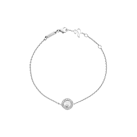 Enlarge {0}Chopard - Diamond Bracelet Happy Diamonds Icons 85A017-1201 fastened in a loop with the buckle view