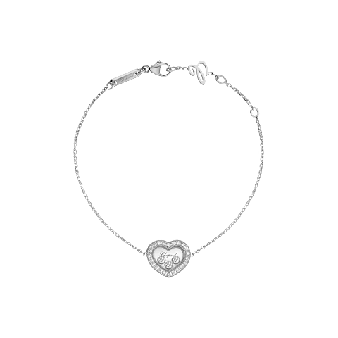 Enlarge {0}Chopard - Diamond Bracelet Happy Diamonds Icons 85A611-1201 fastened in a loop with the buckle view
