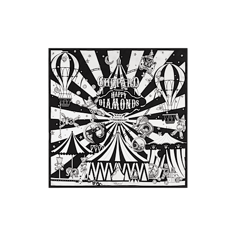 Enlarge {0}Black & white - 90 x 90 cm (35.4" x 35.4") Scarf flat view