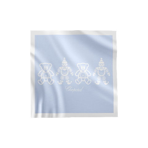 Ingrandisci {0}Chopard Blu - 90 x 90 cm COPERTA HAPPY BEAR AND CLOWN veduta frontale