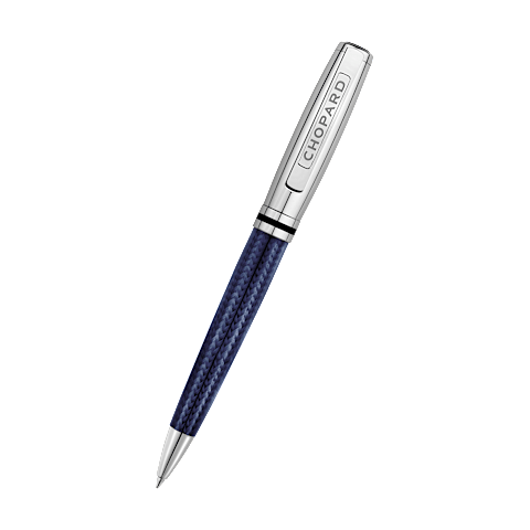 AgrandirChopard Fibre de carbone bleue - plaquage palladium Stylo &agrave; bille Brescia front view