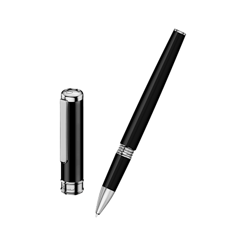 Enlarge {0}Chopard Black resin - silver-toned metal Classic rollerball pen open pen front view