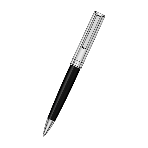 Agrandir {0}Chopard R&eacute;sine noire &ndash; m&eacute;tal argent&eacute; Stylo &agrave; bille Classic front view