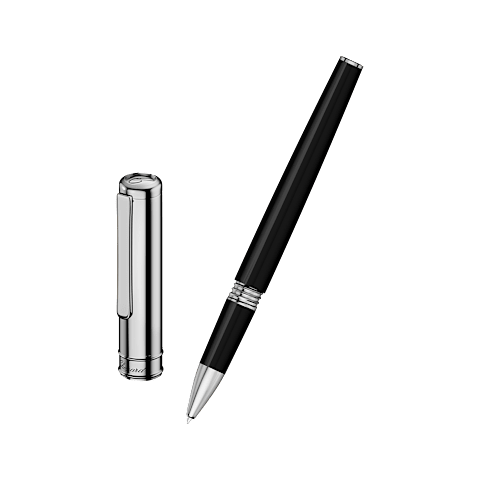 Enlarge {0}Chopard Black resin - silver-toned metal Classic rollerball pen open pen front view