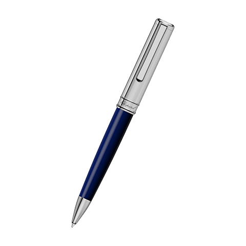 확대 {0}Chopard 네이비 블루 레진 - 실버톤 메탈 Classic 볼포인트 펜 front view