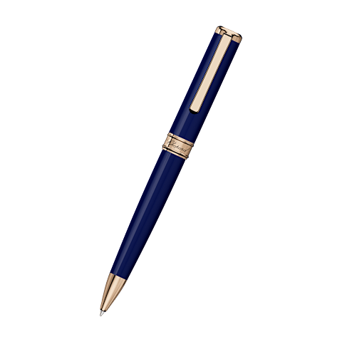 放大Chopard 海军蓝树脂 - 玫瑰金色金属 Classic圆珠笔 front view