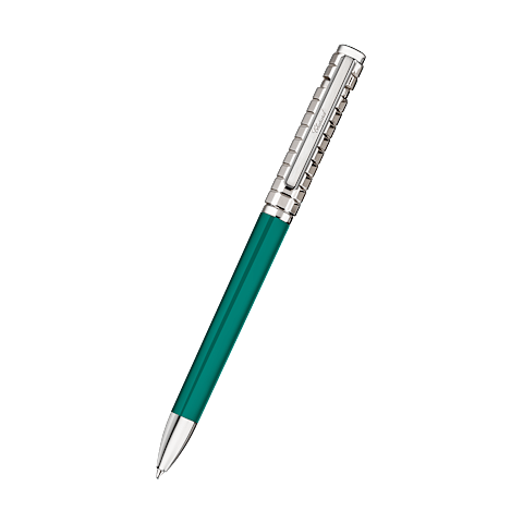 Enlarge {0}Chopard green lacquer & silver-toned metal Ice Cube ballpoint pen front view
