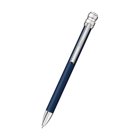 Agrandir {0}Chopard laque bleu marine et m&eacute;tal argent&eacute; Stylo &agrave; bille Ice Cube Pure front view