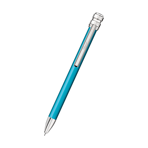 Enlarge {0}Chopard ice blue lacquer & silver-toned metal = see comment!  Ice Cube Pure ballpoint front view