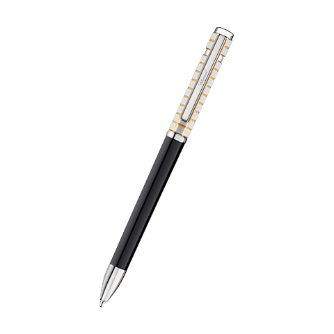 Enlarge {0}Chopard black resin - silver-toned & yellow gold-toned metal ICE CUBE BALLPOINT PEN front view
