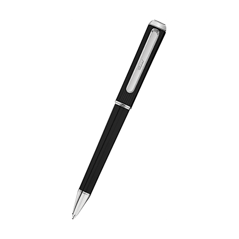 Chopard stainless steel with black-toned Happy diamonds ballpoint pen front view