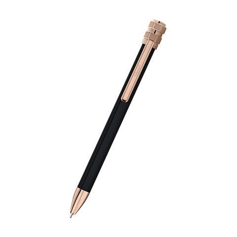 Enlarge Chopard black lacquer & brushed rose gold-toned cubes Ice Cube Pure ballpoint front view